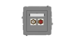 DECO Gniazdo podwójne RCA (typu cinch - biały i czerwony, pozłacany) szary mat 27DGRCA-2