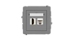 DECO Gniazdo pojedyncze HDMI + gniazda komp. poj. 1xRJ45, kat. 5e, 8-stykowy szary mat 27DGHK