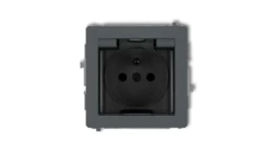 DECO Gniazdo bryzgoszczelne z/u (klapka dymna) grafitowy mat 28DGPB-1zdp