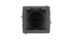 DECO Gniazdo bryzgoszczelne z/u SCHUKO (klapka dymna) grafitowy mat 28DGPB-1sdp