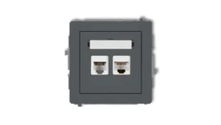 DECO Gniazdo telefoniczne pojedyncze 1xRJ11 + komputerowego pojedyncze 1xRJ45, kat. 5e, 8-stykowy, beznarzędziowe grafitowy mat