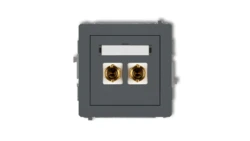 DECO Gniazdo głośnikowe pojedyncze (typu banan - czerwony i czarny, pozłacany, 4 mm2, skręcany) grafitowy mat 28DGG-4