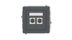 DECO Gniazdo antenowe podwójny typu F (SAT) niklowany grafitowy mat 28DGF-2