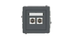 DECO Gniazdo antenowe podwójny typu F (SAT) pozłacany grafitowy mat 28DGF-2.1