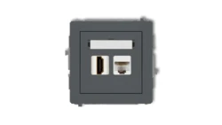 DECO Gniazdo pojedyncze HDMI + gniazda komp. poj. 1xRJ45, kat. 5e, 8-stykowy grafitowy mat 28DGHK