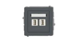 DECO Gniazdo podwójne 2xUSB-AA 2.0 grafitowy mat 28DGUSB-2