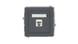DECO Gniazdo telefoniczne pojedyncze 1xRJ11, 4-stykowy, beznarzędziowe grafitowy mat 28DGT-1