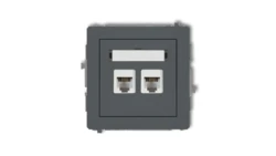 DECO Gniazdo telefoniczne podwójny 2xRJ11, 4-stykowy, beznarzędziowe grafitowy mat 28DGT-2