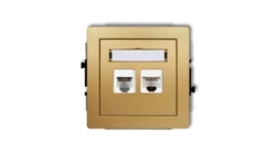 DECO Gniazdo telefoniczne pojedyncze 1xRJ11 + komputerowego pojedyncze 1xRJ45, kat. 5e, 8-stykowy, beznarzędziowe złoty 29DGTK