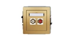 DECO Gniazdo podwójne RCA (typu cinch - biały i czerwony, pozłacany) złoty 29DGRCA-2