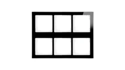 DECO Ramka modułowa 6 krotna (3 poziom, 2 pion) - efekt szkła (ramka czarna spód biała) czarny 12-0-DRSM-3x2