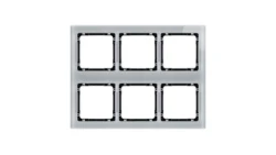 DECO Ramka modułowa 6 krotna (3 poziom, 2 pion) - efekt szkła (ramka szara spód czarny) szary 15-12-DRSM-3x2