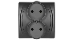 LOGO Gniazdo podwójne do ramki z uziemieniem 2x2P (przesłony torów prądowych) grafitowy 11LGPR-2p