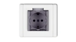 FLEXI Gniazdo bryzgoszczelne z/u SCHUKO (klapka dymna) biały FGPB-1sdp