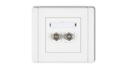 FLEXI Gniazdo antenowe podwójne typu F (SAT) pozłacane biały FGF-2.1