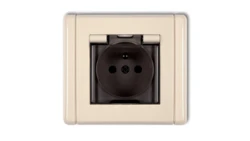 FLEXI Gniazdo bryzgoszczelne z/u (klapka dymna) beżowy 1FGPB-1zdp