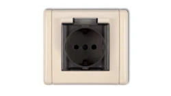 FLEXI Gniazdo bryzgoszczelne z/u SCHUKO (klapka dymna) beżowy 1FGPB-1sdp