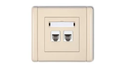 FLEXI Gniazdo telefoniczne podwójne 2xRJ11, 4-stykowe, beznarzędziowe beżowy 1FGT-2