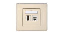 FLEXI Gniazdo pojedyncze HDMI + gniazdo komp. poj. 1xRJ45, kat. 5e, 8-stykowe beżowy 1FGHK