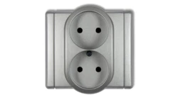 FLEXI Gniazdo podwójne b/u srebrny metalik 7FGP-2p