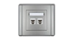 FLEXI Gniazdo telefoniczne podwójne 2xRJ11, 4-stykowe, beznarzędziowe srebrny metalik 7FGT-2