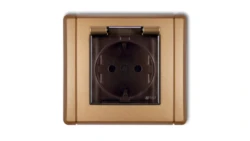 FLEXI Gniazdo bryzgoszczelne z/u SCHUKO (klapka dymna) złoty metalik 8FGPB-1sdp