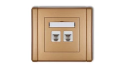 FLEXI Gniazdo telefoniczne podwójne 2xRJ11, 4-stykowe, beznarzędziowe złoty metalik 8FGT-2