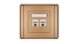 FLEXI Gniazdo komputerowe podwójne 2xRJ45, kat. 6, ekranowane, 8-stykowe złoty metalik 8FGK-6