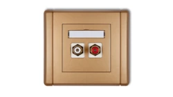 FLEXI Gniazdo podwójne RCA (typu cinch - biały i czerwony, pozłacane) złoty metalik 8FGRCA-2