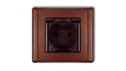 FLEXI Gniazdo bryzgoszczelne z/u (klapka dymna) brązowy metalik 9FGPB-1zdp