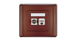 FLEXI Gniazdo antenowe pojedyncze typu F (SAT) + gniazdo komputerowe pojedyncze 1xRJ45 kat. 5e 8-stykowe brązowy metalik 9FGFK-1