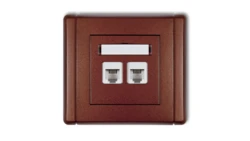 FLEXI Gniazdo telefoniczne podwójne 2xRJ11, 4-stykowe, beznarzędziowe brązowy metalik 9FGT-2