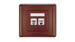 FLEXI Gniazdo telefoniczne pojedyncze 1xRJ11 + komputerowe pojedyncze 1xRJ45, kat. 5e, 8-stykowe, beznarzędziowe brązowy metalik