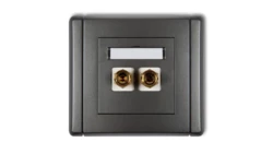 FLEXI Gniazdo głośnikowe pojedyncze (typu banan - czerwony i czarny, pozłacane, 4 mm2, do lutowania) grafitowy 11FGG-3