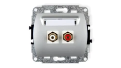 TREND Gniazdo podwójne RCA (typu cinch - biały i czerwony, pozłacany) srebrny 5GRCA-2