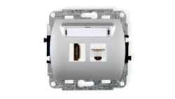 TREND Gniazdo pojedyncze HDMI + Gniazdo komputerowe pojedyncze 1xRJ45, kat. 5e, 8-stykowy srebrny 5GHK