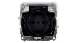 TREND Gniazdo bryzgoszczelne z/u SCHUKO (klapka dymna) srebrny 5GPB-1sdp