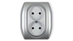 TREND Gniazdo podwójne b/u srebrny 5GP-2p