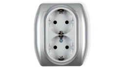 TREND Gniazdo podwójne z/u SCHUKO srebrny 5GP-2sp