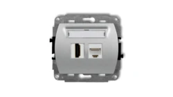 TREND Gniazdo pojedyncze HDMI + Gniazdo komputerowe pojedyncze 1xRJ45, kat. 5e, 8-stykowy srebrny metalik 7GHK