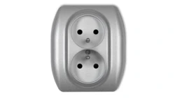 TREND Gniazdo podwójne z/u srebrny metalik 7GP-2zp