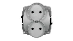 TREND Gniazdo podwójne b/u srebrny metalik 7GPR-2p