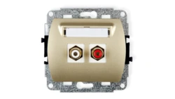 TREND Gniazdo podwójne RCA (typu cinch - biały i czerwony, pozłacany) złoty 6GRCA-2