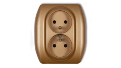 TREND Gniazdo podwójne z/u złoty metalik 8GP-2zp