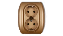 TREND Gniazdo podwójne z/u SCHUKO złoty metalik 8GP-2sp