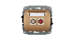 TREND Gniazdo podwójne RCA (typu cinch - biały i czerwony, pozłacany) złoty metalik 8GRCA-2