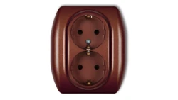 TREND Gniazdo podwójne z/u SCHUKO brązowy metalik 9GP-2sp