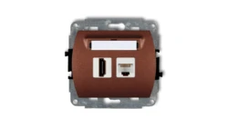 TREND Gniazdo pojedyncze HDMI + Gniazdo komputerowe pojedyncze 1xRJ45, kat. 5e, 8-stykowy brĄzowy metalik 9GHK