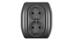 TREND Gniazdo podwójne z/u SCHUKO grafitowy 11GP-2sp