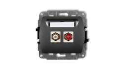 TREND Gniazdo podwójne RCA (typu cinch - biały i czerwony, pozłacany) grafitowy 11GRCA-2